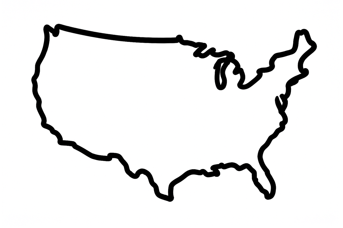 “A minimal black outline of the United States map, white background, no text, no shadows, no details — just a simple, clean vector-style silhouette of the USA.” but make sure the outline is very black and a little thick